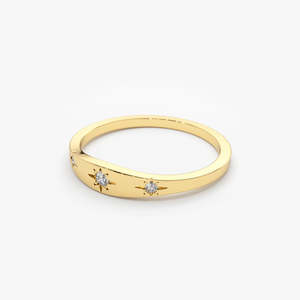 Luxury Solid Gold 14k Gold Plated Star Setting Wedding <b>Ring</b> Natural Moissanite <b>Stacking</b> <b>Ring</b> Customizable OEM Jewelry for Women - Product Image 5