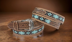 Ceinture authentique en cuir de vachette western floral, travaillée à la main, avec des perles en cuir véritable, fabriquée en Inde - Product Image 6