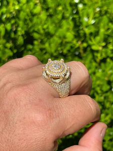 Lab Grown Diamond Yellow Gold Statement <b>Ring</b> Round Halo Cluster Cocktail <b>Ring</b> Luxury Hip Hop Jewelry For <b>Men</b> Unisex Gift - Product Image 4