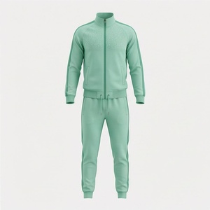 Ensemble de survêtement pour homme, couleur unie, fermeture éclair intégrale, col montant, sweat-shirt et pantalon, respirant, décontracté, pour l'automne - Product Image 1