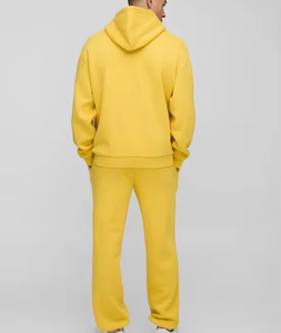 Unisex <b>Yellow</b> Hooded 2 1 Eco-friendly Drawstring Closure <b>Tracksuit</b> Set Full Sleeve Solid Color Casual Sportswear Midweight - Product Image 4