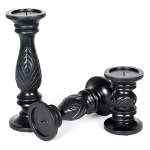 Ensemble de 3 bougeoirs en bois de manguier pour la décoration de la maison de table de ferme Vente en gros de bougeoirs élégants en bois pour décoration de table - Product Image 3