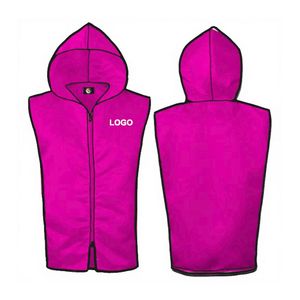 Pink Sleeveless <b>Boxing</b> <b>Robe</b> Hooded Entrance Jacket Satin Fighter Vest Custom Logo Ring Wear Supplier - Product Image 2