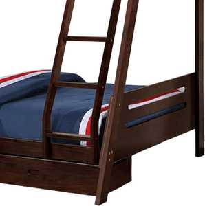 Cama litera doble sobre matrimonial de madera maciza de pino, diseño tradicional color marrón espresso TNT, duradera, con escalera y 2 cajones, de Binh Duong. - Product Image 5