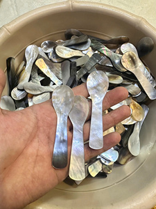 MOTHER OF PEARL SALAD SPOONS 23CM NATURAL IRIDESCENT <b>SHELL</b> SERVERS EXQUISITE HANDMADE VIETNAM HANDICRAFT MOP SERVING SET - Product Image 6