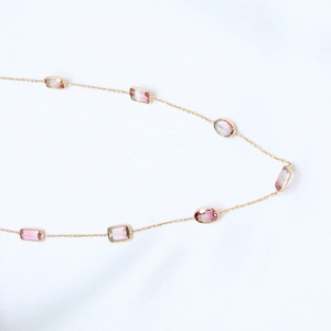 Collier ras du cou tendance en or jaune massif 18 carats fait main, avec maillons et pierres précieuses multi-tourmalines facettées, idéal pour les mariages féminins – Meilleure vente - Product Image 5
