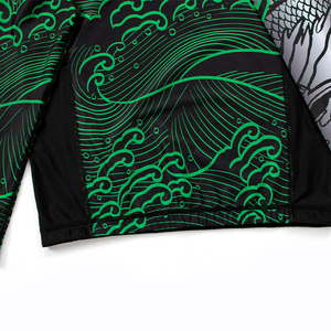 Custom <b>Men</b> Graphic <b>Compression</b> <b>Shirt</b> OEM Private Label Long Sleeve Wave Print Gym Fitness Sportswear Supplier - Product Image 4
