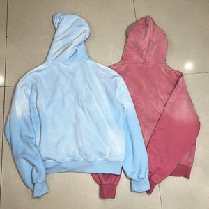 Sweat à capuche personnalisé pour homme, style streetwear, effet vieilli, sans cordon, en polaire, zippé, vintage, double couche, délavé à l'acide, effet soleil éclairé - Product Image 2