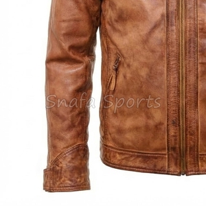 Leather Men's Motorcycle Jacket High Street Style Windproof Genuine Leather Winter Jacket For Sale In Wholesale Price - Product Image 4