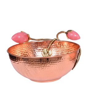 Bol de service en cuivre de conception martelée de haute qualité dernier bol en métal décoratif de cuisine pour le service des aliments - Product Image 1