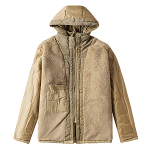 <b>Men's</b> Khaki Hooded <b>Parka</b> Zip Up <b>Winter</b> <b>Coat</b> Thick Sherpa Lined Windproof Casual Jacket - Product Image 5