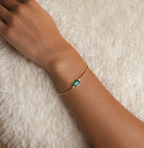 Raya Emerald Cut Birthstone Chain <b>Bracelet</b> for Women Trendy 18K Gold Plated Minimalist Dainty Everyday Jewelry Gift Her - Product Image 6