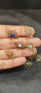 Connecteur en pierre naturelle de guérison en gros, pendentif en pierre précieuse, connecteur de mode enveloppé d'un bord en laiton - Product Image 4