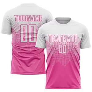 เสื้อวอลเลย์บอลสีชมพูไล่เฉดแบบกำหนดเอง คอกลม แขนสั้น พิมพ์ลายด้วยความร้อน ระบายอากาศได้ดี ผลิตจากโพลีเอสเตอร์ 220 กรัม - Product Image 1