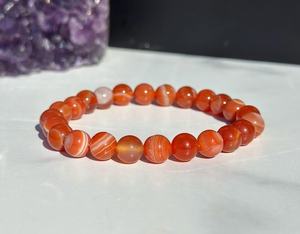 Hot Sale Premium Grade Feng Shui <b>Red</b> Sardonyx Crystal Beaded <b>Bracelet</b> Handmade Women's Men's Natural Healing Stone Elastic - Product Image 1