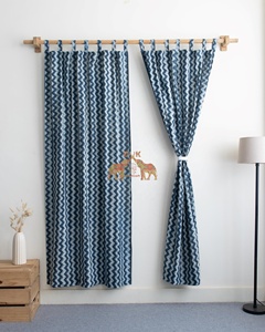 Nouvelle collection de rideaux en coton imprimé à motifs zig-zag faits à la main pour la décoration de la maison et du salon - Product Image 2