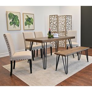 Juego de Comedor Amisos de 6 Piezas, Mesa con 4 Sillas y Banco de Madera, 3 Opciones de Color Disponibles - Product Image 2