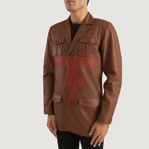 Blazer de Cuero Moderno para Hombre, Corte Entallado, Manga Larga, Estilo Clásico, Blazer de Cuero para Hombre - Product Image 3