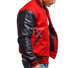 Vestes de baseball pour hommes en cuir véritable sur mesure, vente en gros OEM, design de logo par transfert thermique, vestes bomber varsity - Product Image 5