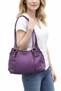 Bolso de Hombro de Cuero Genuino Morado de Lujo Wriza, Bolso de Mano de Diseñador para Mujer, Bolso de Moda al por Mayor con Cierre de Cremallera para Exportación - Product Image 6