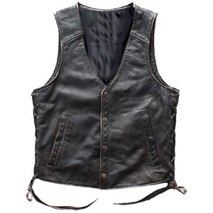 Chaleco de cuero con calavera para hombre, auténtico chaleco de cuero con calavera de Rebels para motociclistas - Product Image 2