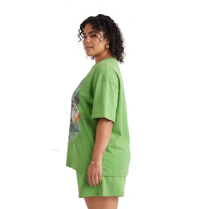 Ensemble T-shirt imprimé et short pour femme, grande taille, avec short de cyclisme imprimé à manches courtes et taille mi-haute élastique - Product Image 3