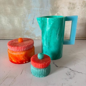 Marbled <b>Turquoise</b> Green Water Jug with Square Handle Drink Pot Dishwasher Safe Kitchen Serving ware for Home Party - Product Image 1