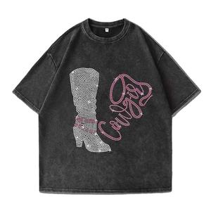 Camiseta de Verano Informal para Mujer, de Cuello Redondo, Holgada, de Secado Rápido, Transpirable, con Pedrería, Diseño Nuevo y Personalizado - Product Image 2