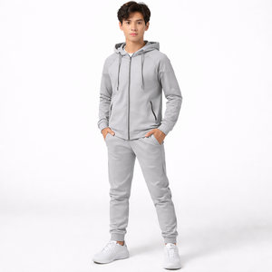 โรงงานผลิตเสื้อผ้าขายส่ง ชุดวิ่งออกกำลังกายลำลองฤดูหนาว 2 in 1 ผ้าฟลีซระบายอากาศ มีฮู้ด เชือกผูก ปริ้นท์ลาย  แบบเรียบ MOQ ต่ำ - Product Image 2