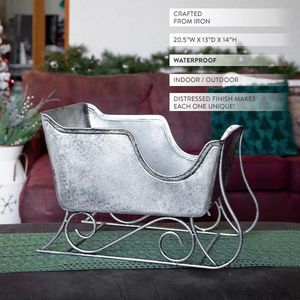 รถเลื่อนคริสต์มาสโลหะสีแดงลายเกล็ดหิมะ ของตกแต่งวันหยุดแบบดั้งเดิม - Product Image 5