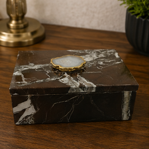 Marble Decorative Box Rectangle Shape Polished <b>Stone</b> Luxury Home Decor Geometric Pattern - Product Image 2