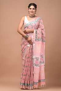 Sari en lin et coton de qualité supérieure, doux pour les femmes, avec un design traditionnel élégant, sari en lin et coton en gros pour femmes, tendance - Product Image 3