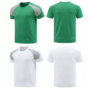 Trendy Custom Men T Shirt Quick Dry short sleeve o neck white green Breathable Mesh grey Panel Fitness wear <b>top</b> manufacturer - Product Image 1
