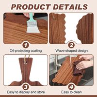 Lot de 2 planches à découper en bois d'ébène festonnées avec poignée, planches à découper en bois d'ébène à bords ondulés, planches de service pour le pain, vente en gros
