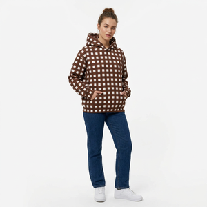 Sweat-shirt à capuche personnalisé pour homme, à carreaux vert et blanc, imprimé, décontracté, à manches longues, avec poche kangourou - Product Image 5