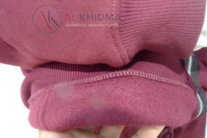 Sweat à capuche zippé bordeaux 100 % coton tricoté à manches longues couleur unie en molleton brossé respirant pour femme, imprimé personnalisé, style streetwear - Product Image 4