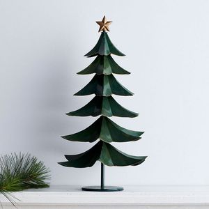 Juego de 2 Adornos Metálicos para Árbol de Navidad con Acabado Plateado y Estrella en la Parte Superior, Estilo Tradicional, Decoración Artesanal para las Fiestas - Product Image 4