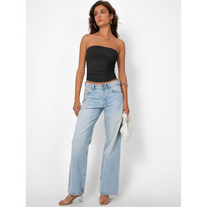 Top Corto Tipo Corsé sin Tirantes, Asimétrico y sin Espalda, Estilo Y2K, para Mujeres y Adolescentes, Ideal para el Verano - Product Image 1