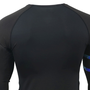<b>Men's</b> Long Sleeve Rash Guard Black With Blue Pattern Quick Dry Spandex Polyester <b>Compression</b> <b>Shirt</b> Adult By TIAGO SPORTS - Product Image 6