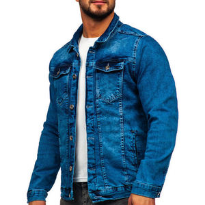 Wholesale <b>Men's</b> Slim Fit Blue Denim <b>Jacket</b> Vintage Washed Jean <b>Jackets</b> Casual Fashion Long Sleeve Streetwear Outerwear Coats - Product Image 4