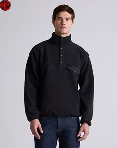 Veste en polaire noire pour homme, coupe classique, couleur unie, vêtement décontracté pour l'automne, veste en polaire pour femme - Product Image 1