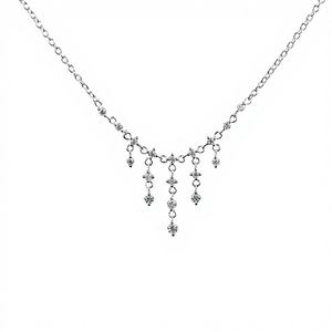 Delicado Collar Redondo con Diamante de Laboratorio, Plata de Ley 925, Oro Sólido de 10K y 14K, Joyería Perfecta para Regalo de Aniversario, Collar con Engaste de Puntas - Product Image 1