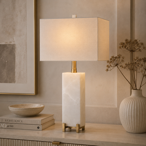 Luxury <b>Marble</b> <b>Table</b> Lamp With Sleek Rectangular Design Elegant Square Shade And Contemporary Interior Sophistication - Product Image 1