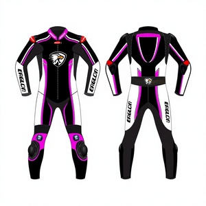 Traje de Motociclismo Personalizado para Mujer, de Cuero Vacuno/Canguro, Mono de Una Pieza, Traje de Piloto, OEM, con Protección CE Nivel 2 - Product Image 1