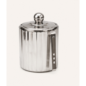 Seau à glace en acier inoxydable à double paroi avec couvercle et pince, seau à glace isolé à nervures pour la maison, le bar et les soirées cocktails - Product Image 3