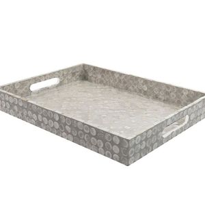 Luxury Handmade Mother Of Pearl Serving Tray With Elegant <b>Mosaic</b> Inlay For Premium Dining And Decorative Display - Product Image 3
