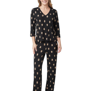 Conjunto de Pijama Térmico de Satén para Mujer, Diseño Nuevo de Otoño, Cintura Elástica, Corte Holgado, Camisa y Pantalones con Logotipo Frontal - Product Image 1