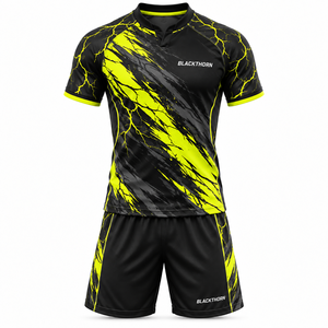 Soccer Jersey Set Men's Short Sleeve Sublimated Quick Dry Polyester Uniform Training Wear Athletic <b>Fit</b> All Seasons - Product Image 2