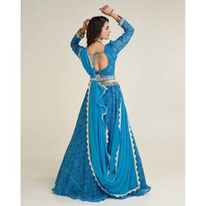 Belle Lehenga Choli avec miroir en papier fileté et ensemble de travail séquentiel pour femme - Product Image 4
