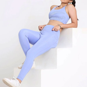 Conjunto Deportivo de 2 Piezas para Mujer, Top Deportivo con Espalda Cruzada y Leggings, Poliéster/Nailon sin Costuras, Transpirable y Ecológico, para Yoga y Fitness - Product Image 5